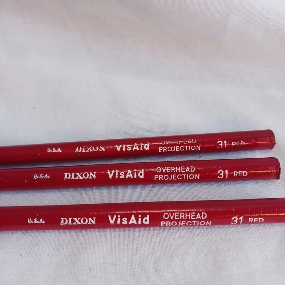 Vintage Dixon VisAid Red Overhead Projection Markers Set of 3